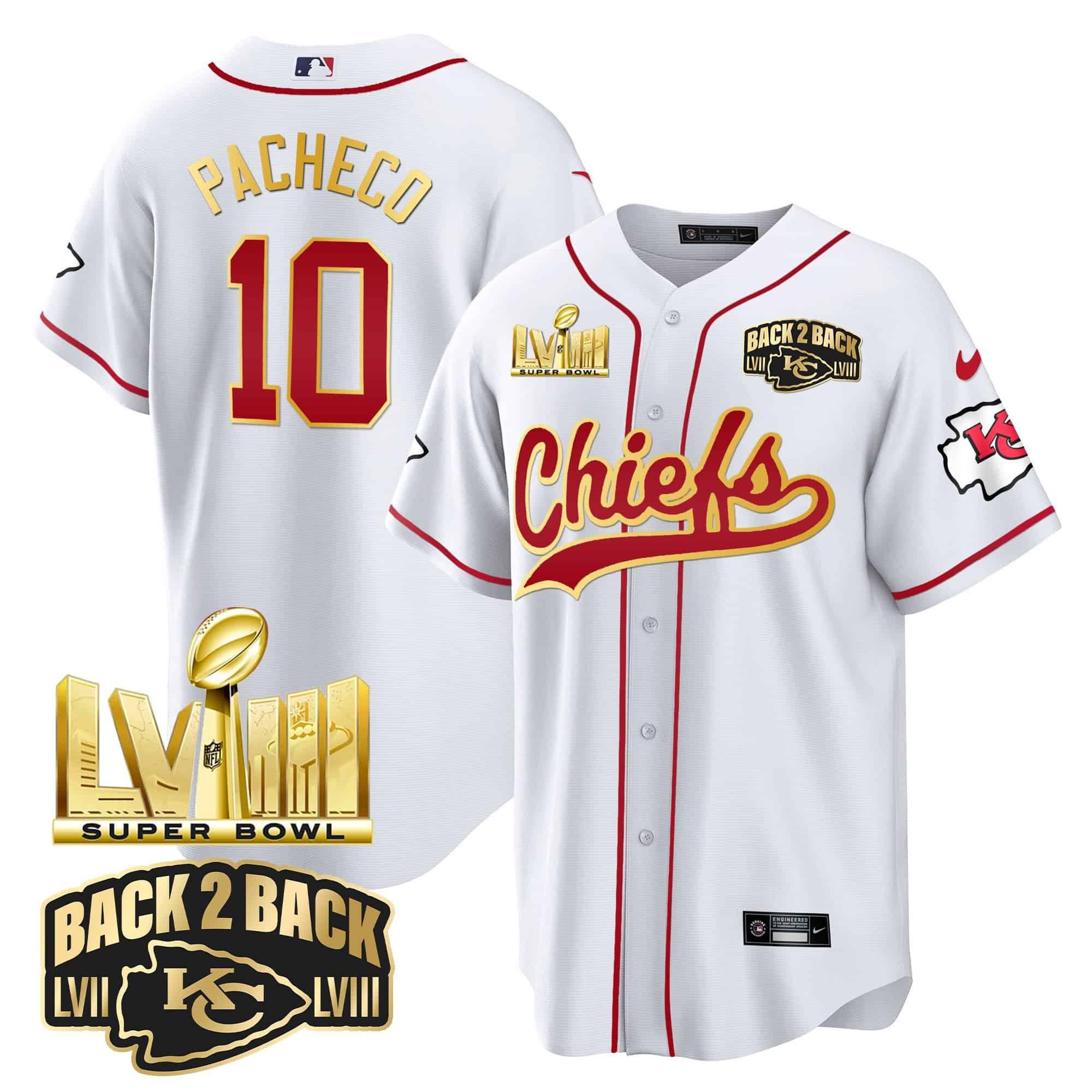 Men Kansas City Chiefs #10 Pacheco White 2024 Nike Super Bowl LVIII Back-2-Back Gold Patch Baseball NFL Jersey->indianapolis colts->NFL Jersey